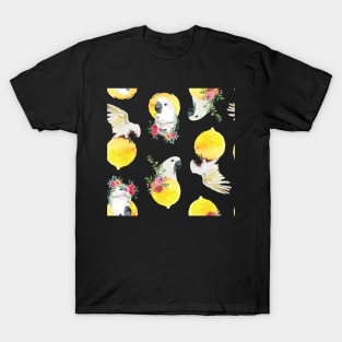 Cockatoo and flower in the watercolor sun cercle T-Shirt